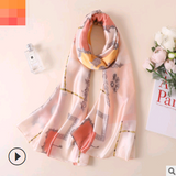 Spring, summer and autumn, new flowers, elegant and high-end artificial silk scarf, female decorative shawl, sunscreen beach towel