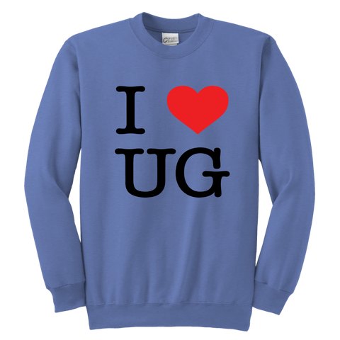 I LOVE UG Youth Crewneck Sweatshirt.