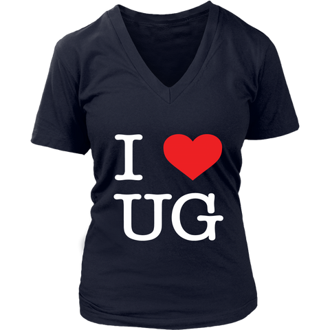 I LOVE UG District Women's V-Neck.
